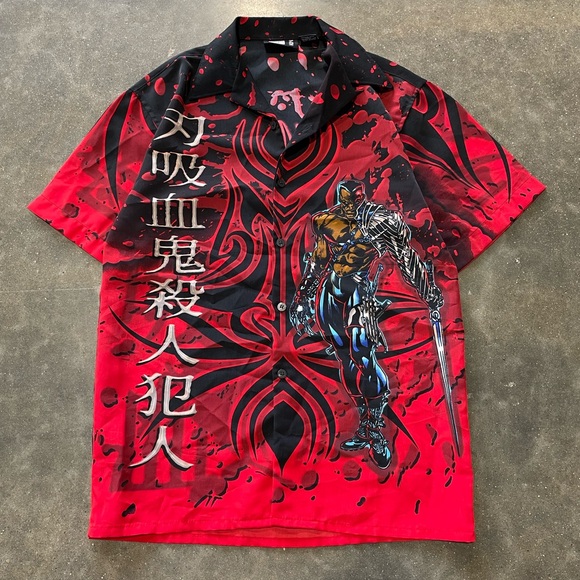 Vintage Marvel Mecca Cyborg 2001 All Over Print Button Up Shirt size 14-16 - Picture 1 of 5